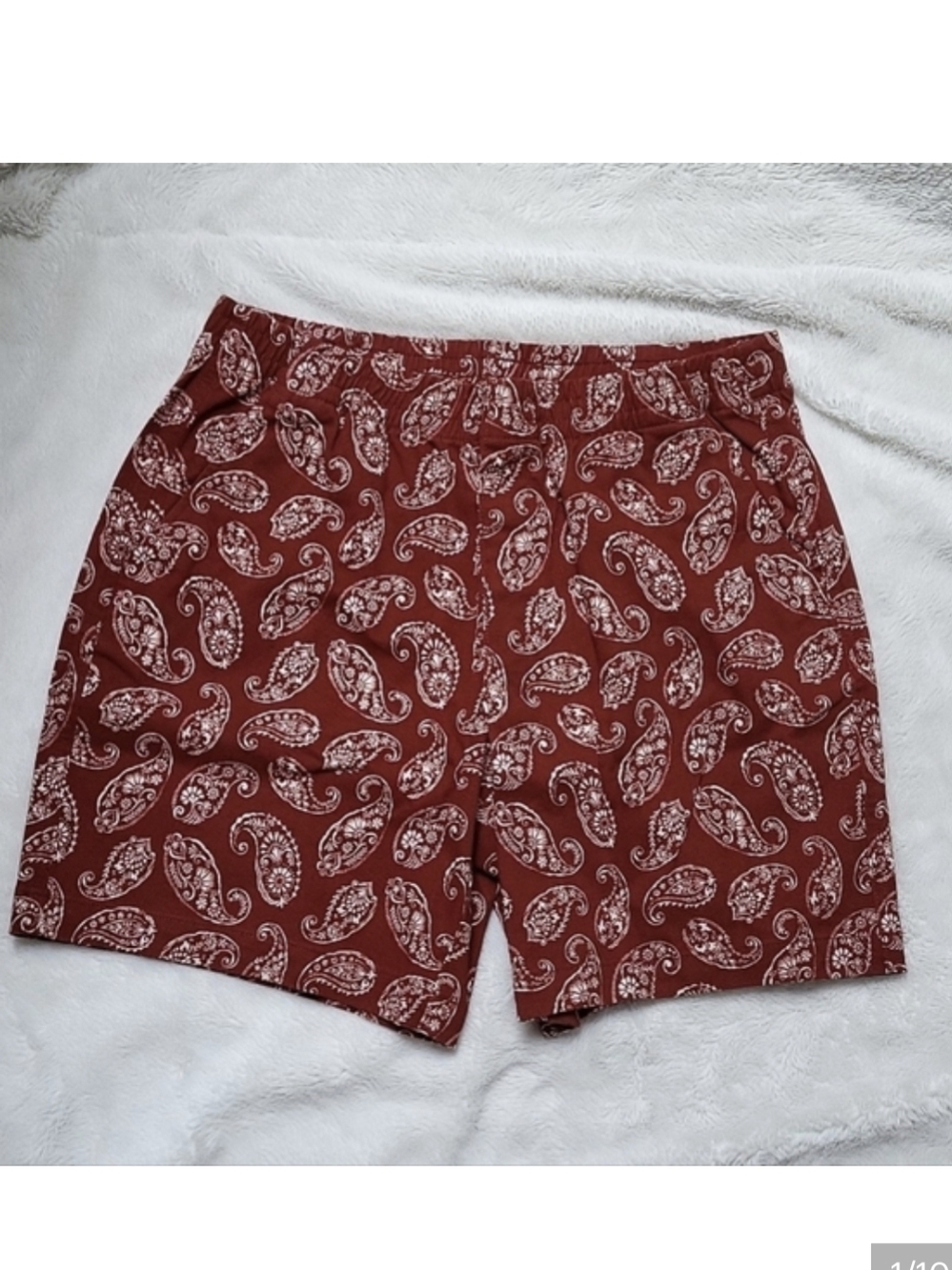 NWOT 7" cotton Blend Lands' End Rust Red Paisley Printed Shorts Size 10 Petite
